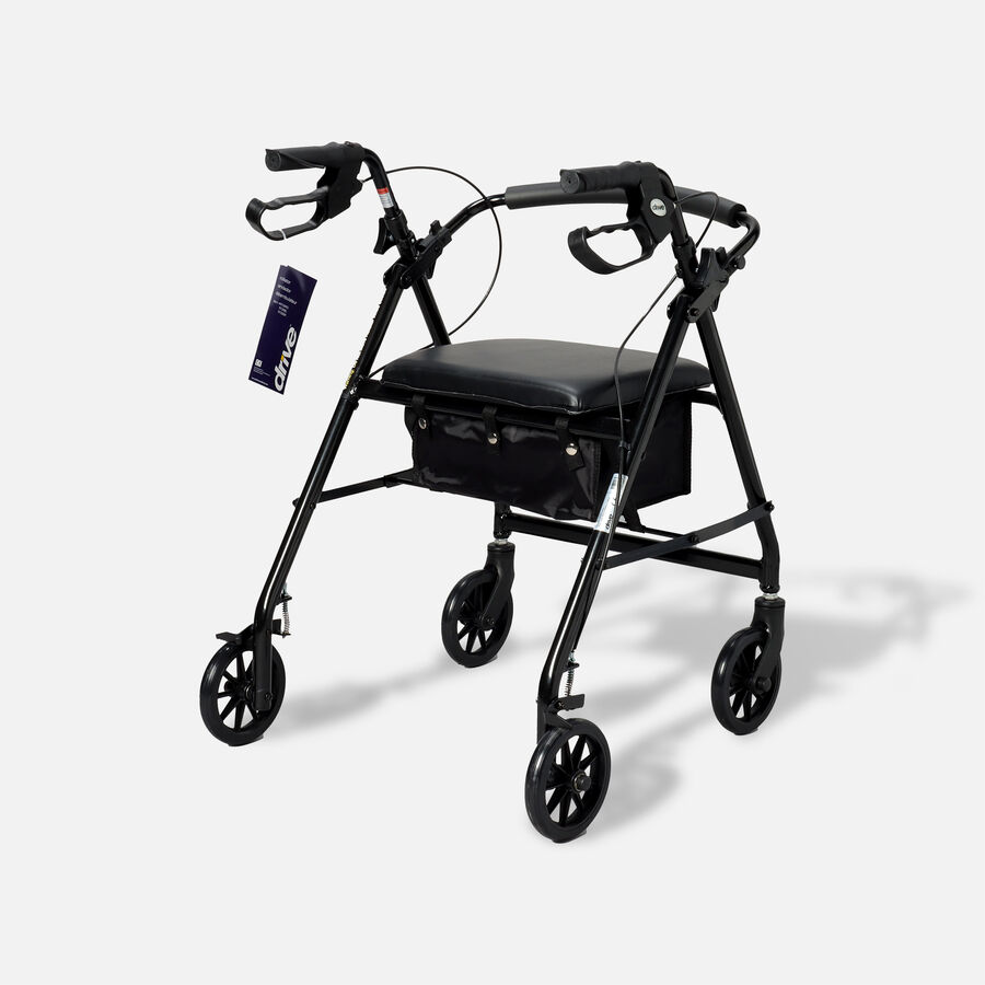 Drive Aluminum Rollator with Fold Up and Removable Back Support, 6" Casters, , large image number 1