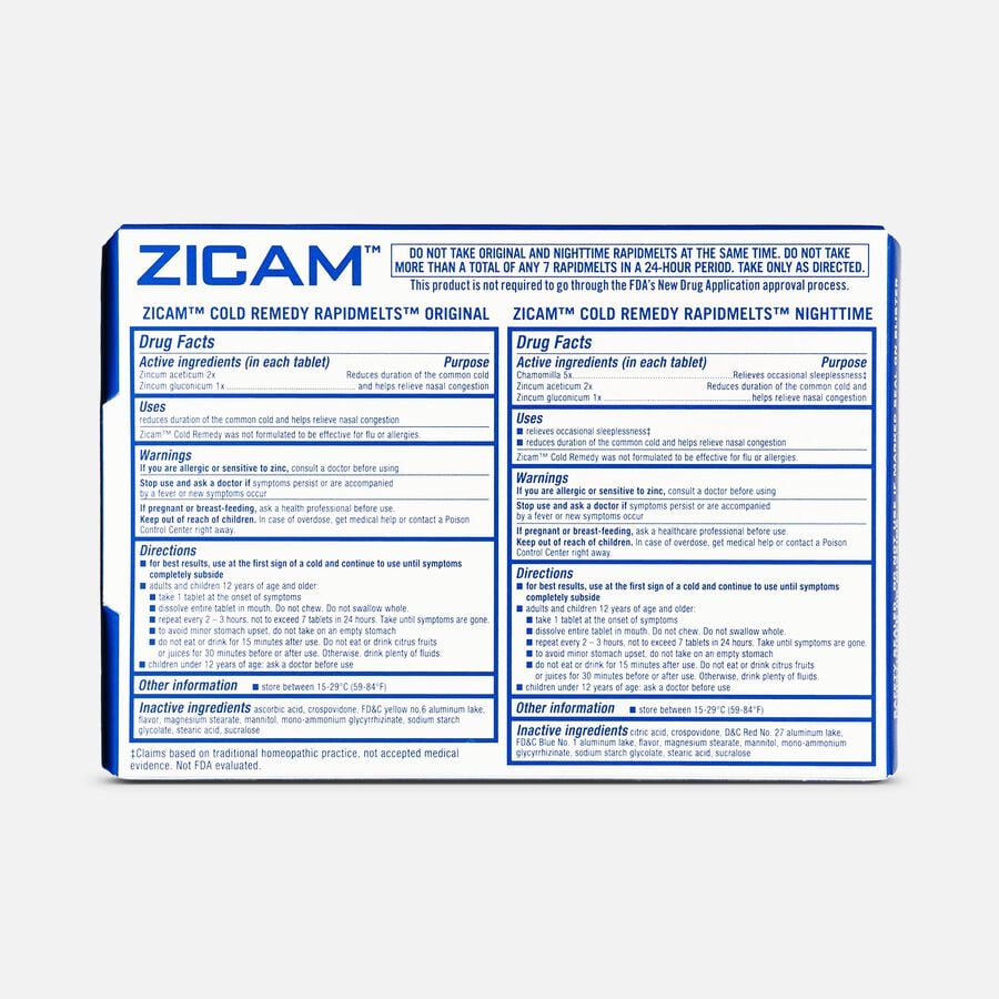 Zicam Cold Remedy Rapidmelts Original and Nighttime Combo Tablets,  25 ct., , large image number 1