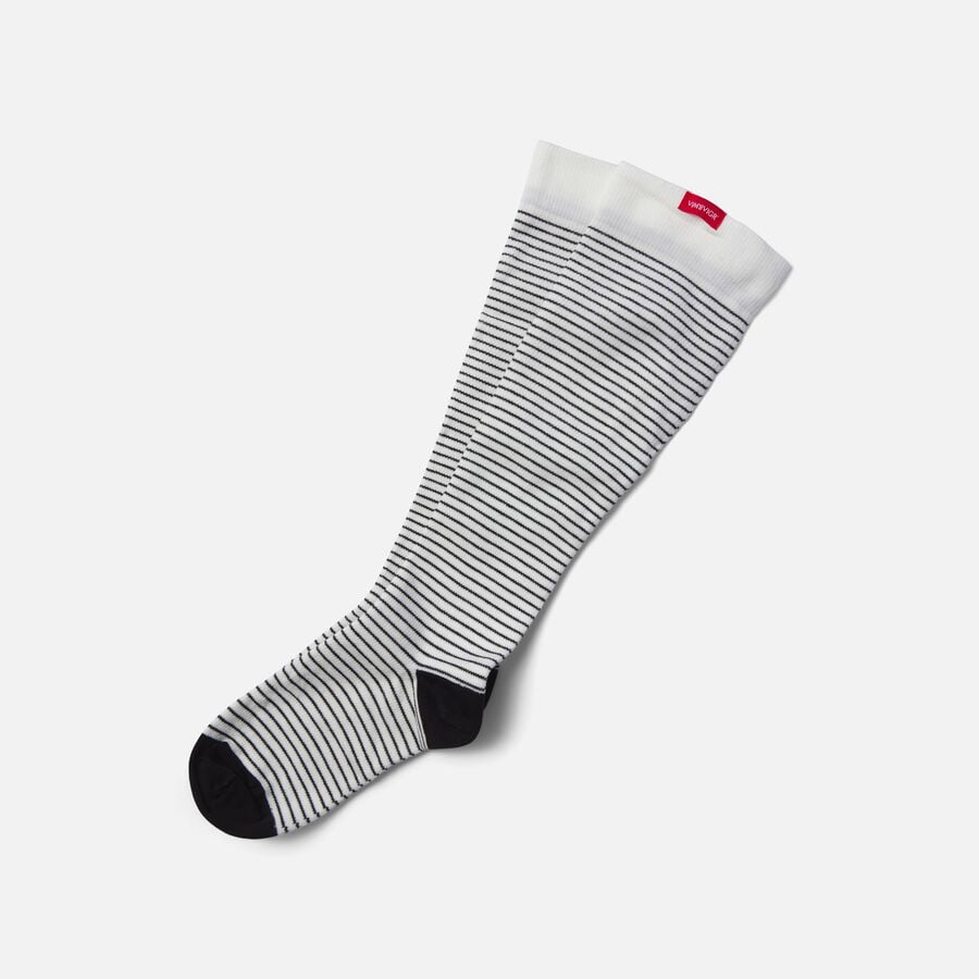 VIM & VIGR Cotton Compression Socks, Pinstripe, Cream and Black, Wide Calf, M/L, 30-40 mmHg, , large image number 2