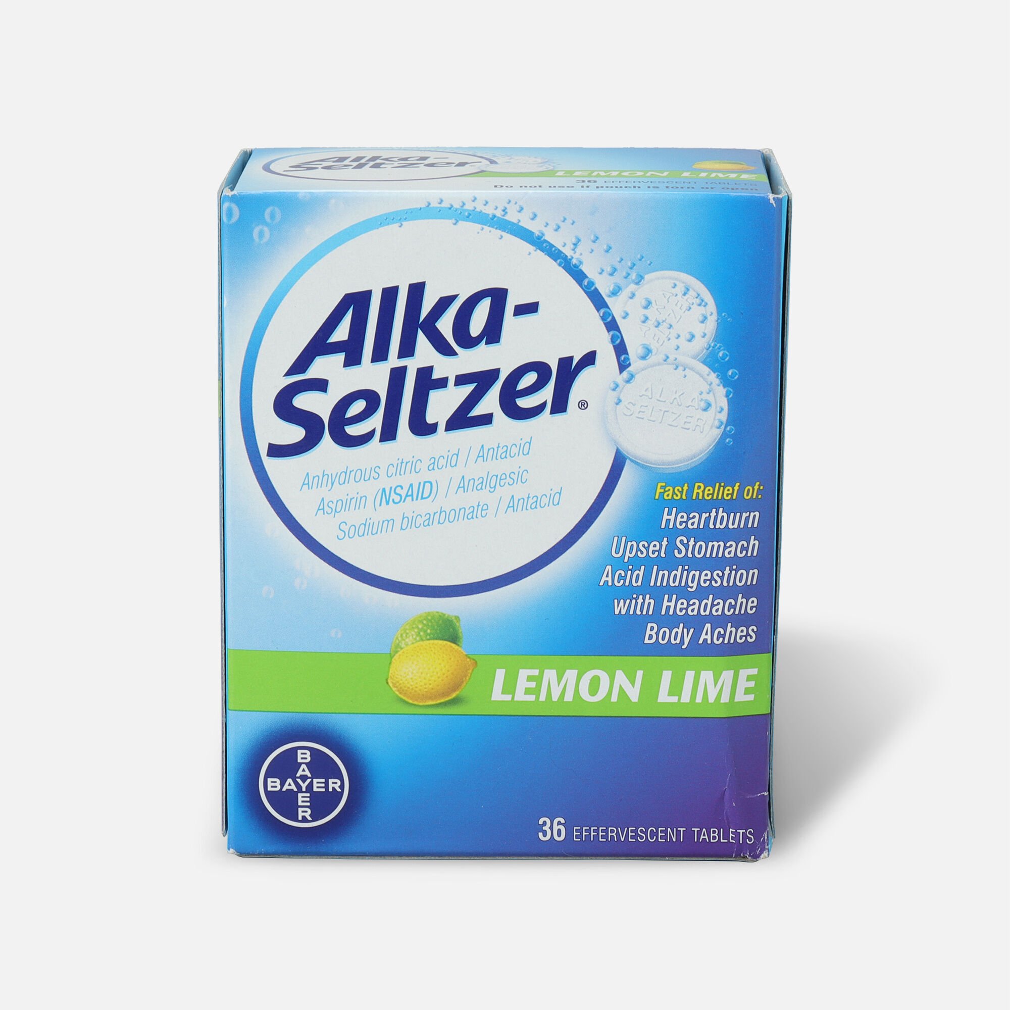 Alka-Seltzer, Lemon Lime Effervescent Tablets, 36 Ea