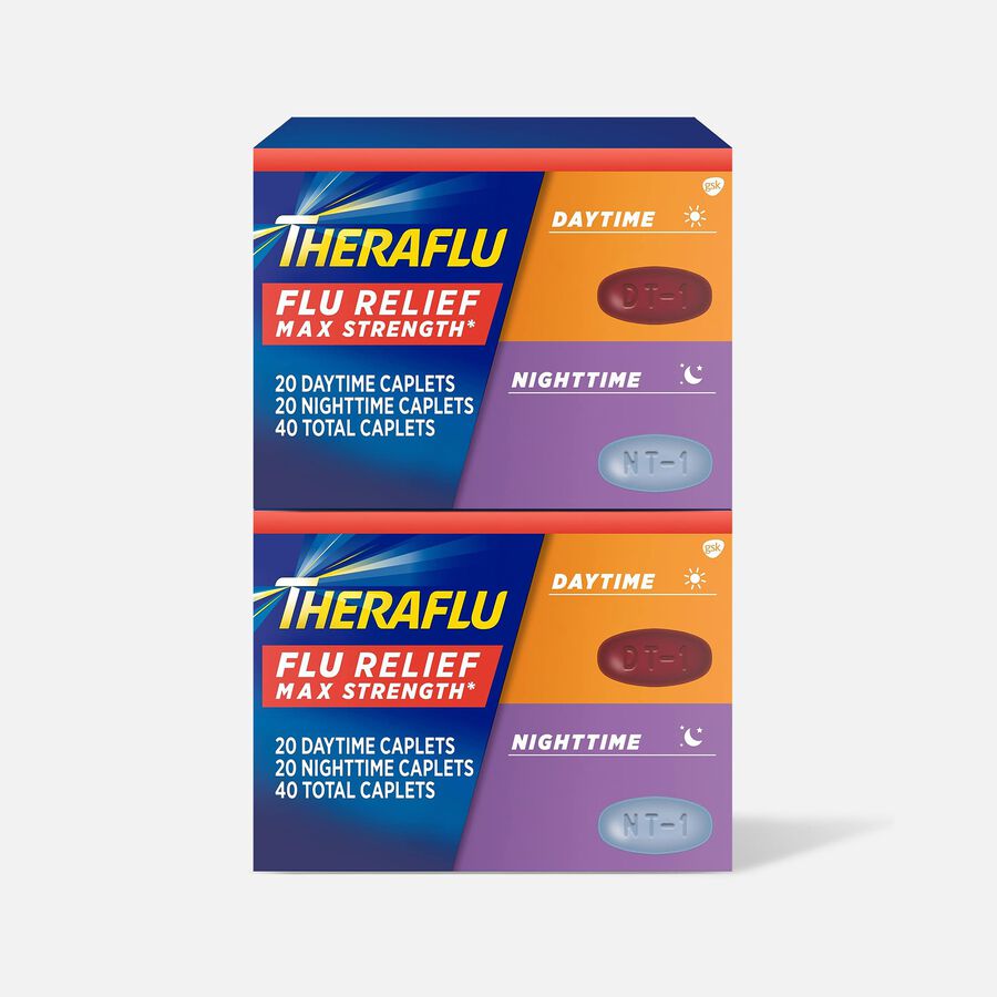 TheraFlu Max Strength Daytime and Nighttime Flu Medicine Caplets, 2X20 ct. (2-Pack), , large image number 0