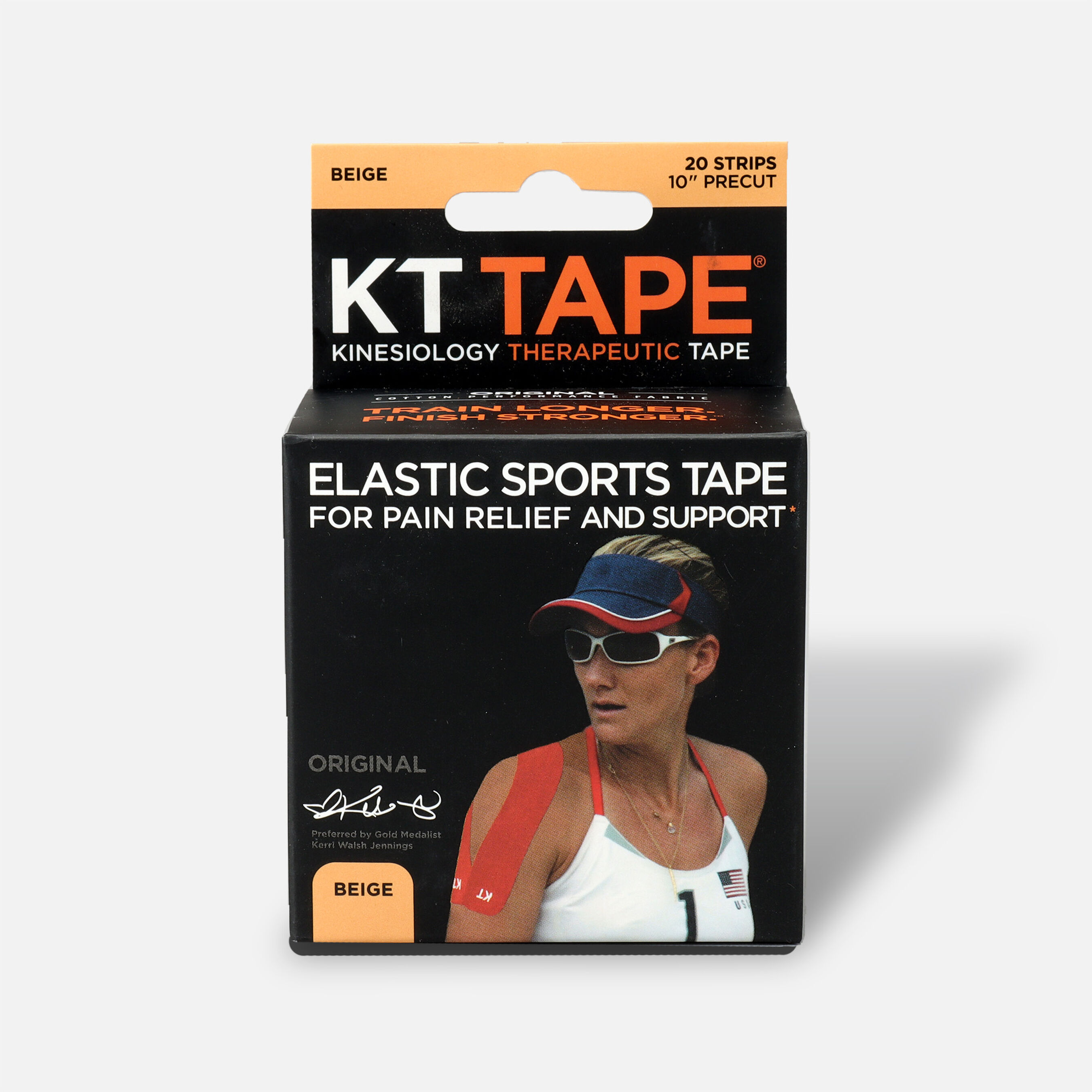 KT TAPE Original, Precut, 20 Strip, Cotton, Beige