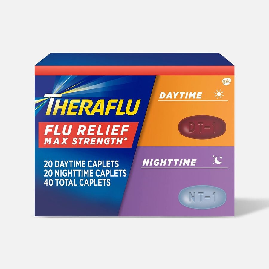 TheraFlu Max Strength Daytime and Nighttime Flu Medicine Caplets, 2X20 ct., , large image number 0