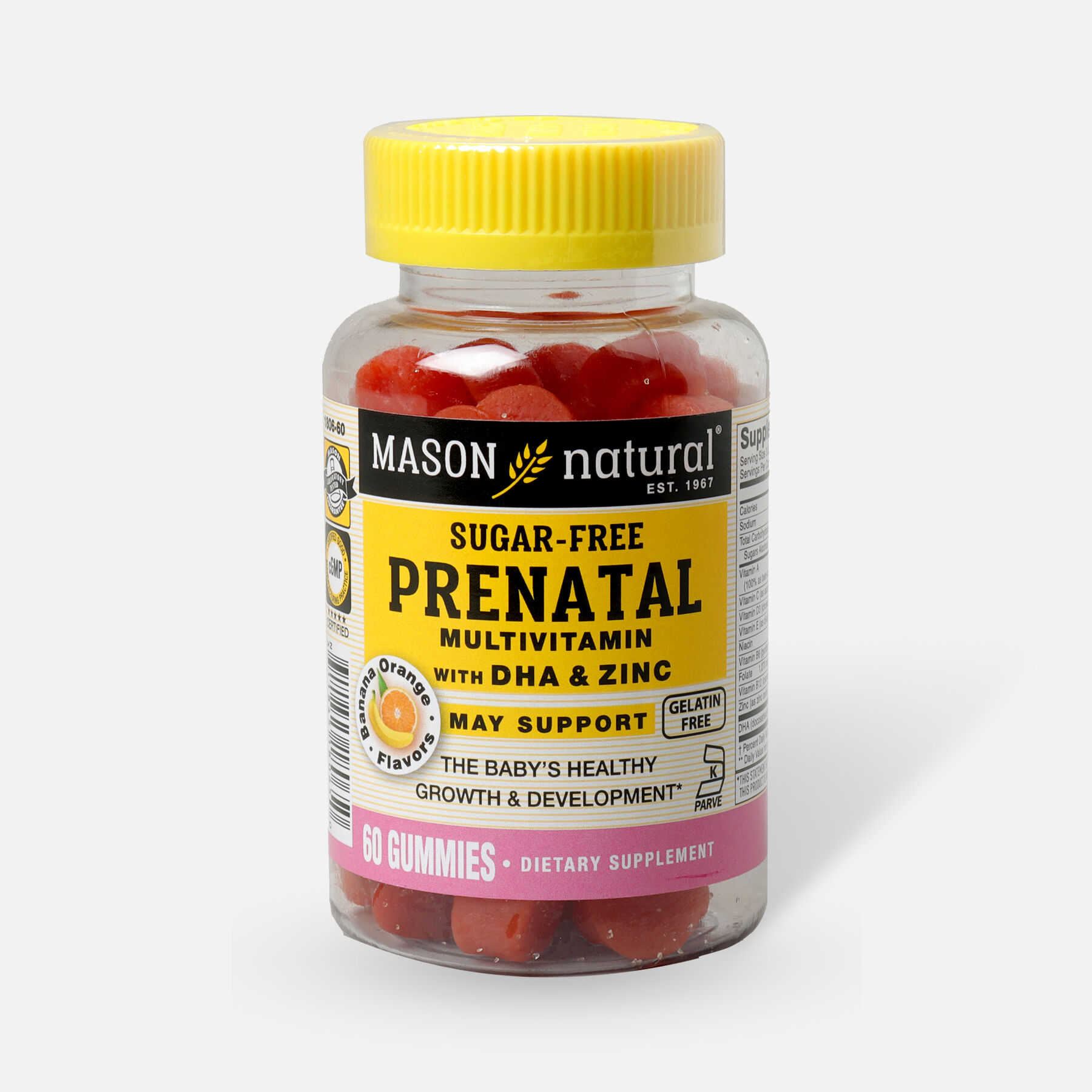 Mason Natural SugarFree Gummy Prenatal Multivitamin With DHA and Zinc, 60ct