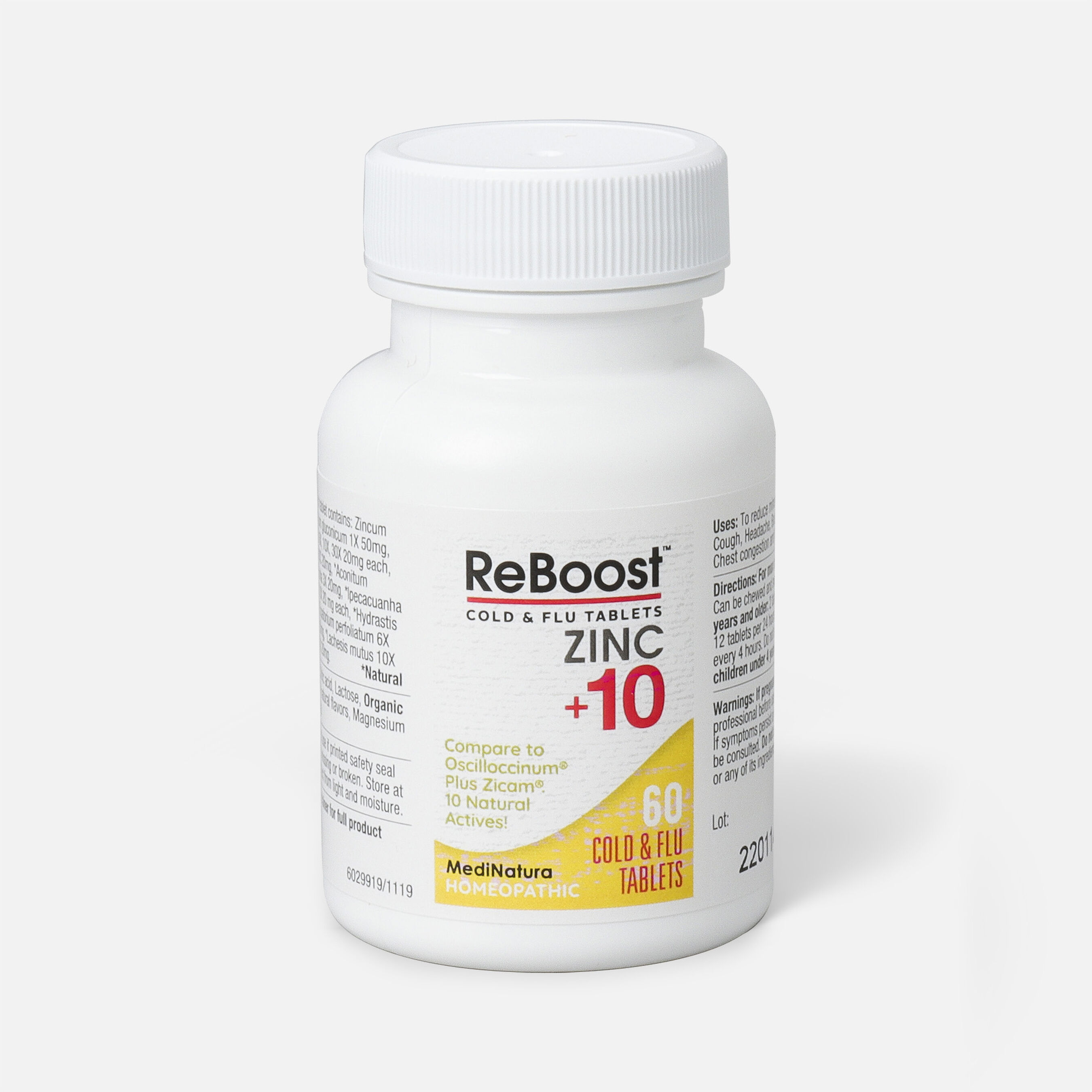 ReBoost Zinc +10 Cold & Flu Tablets, Lemon