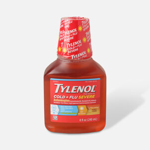 Tylenol Cold + Flu Severe Warming Honey Lemon Liquid, 8 fl oz.