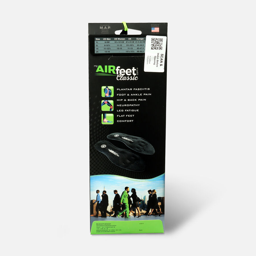 AirFeet CLASSIC Black Insoles, Size 1X (M 11-12.5; W 13-15), Pair, , large image number 1
