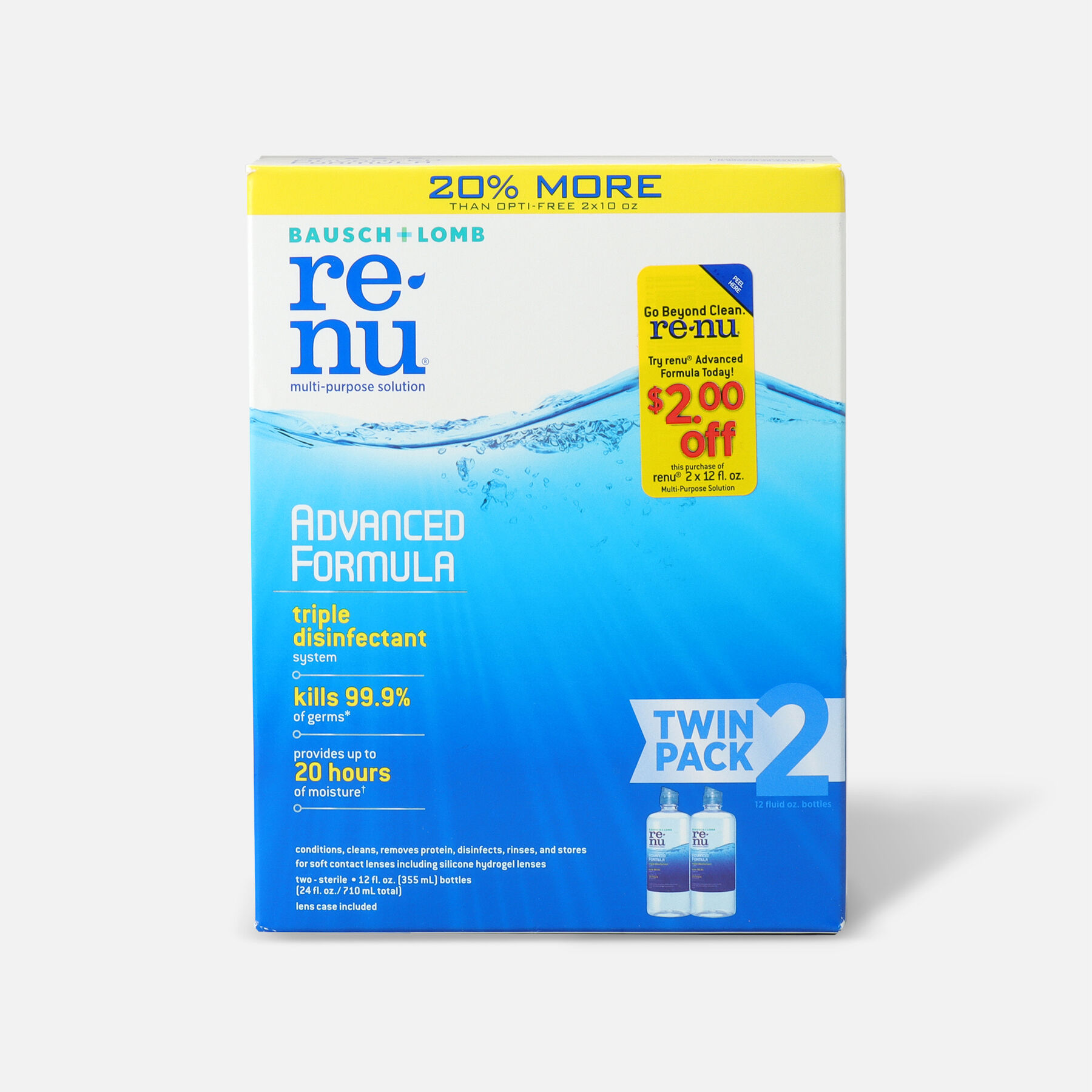 Renu Advanced Formula MultiPurpose Contact Lens Solution, 12 oz. (Twin