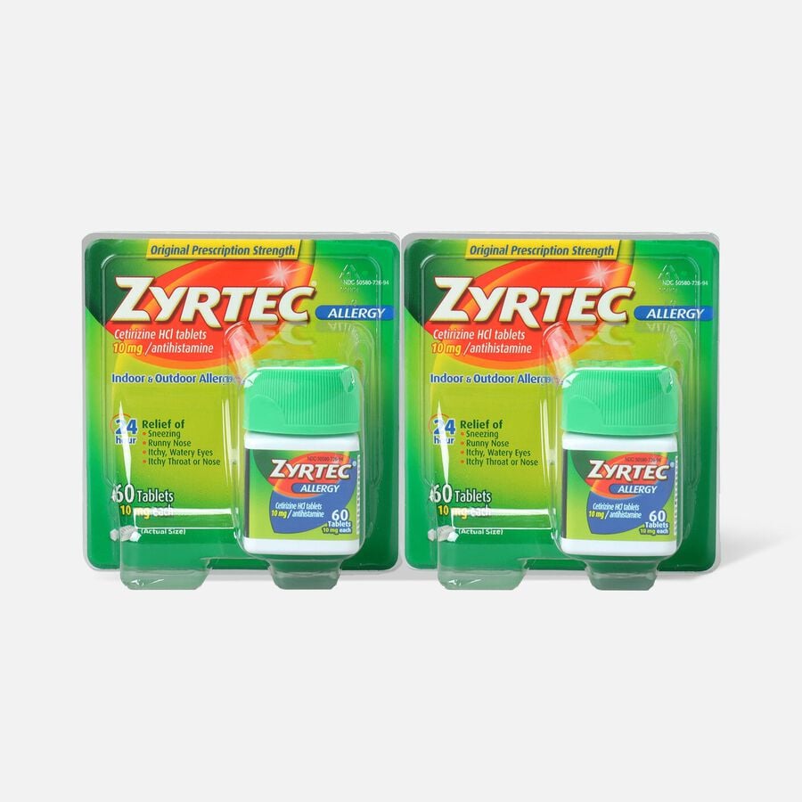 Zyrtec Adult Allergy Relief Tablets, 10mg, 60 ct. (2-Pack), , large image number 0