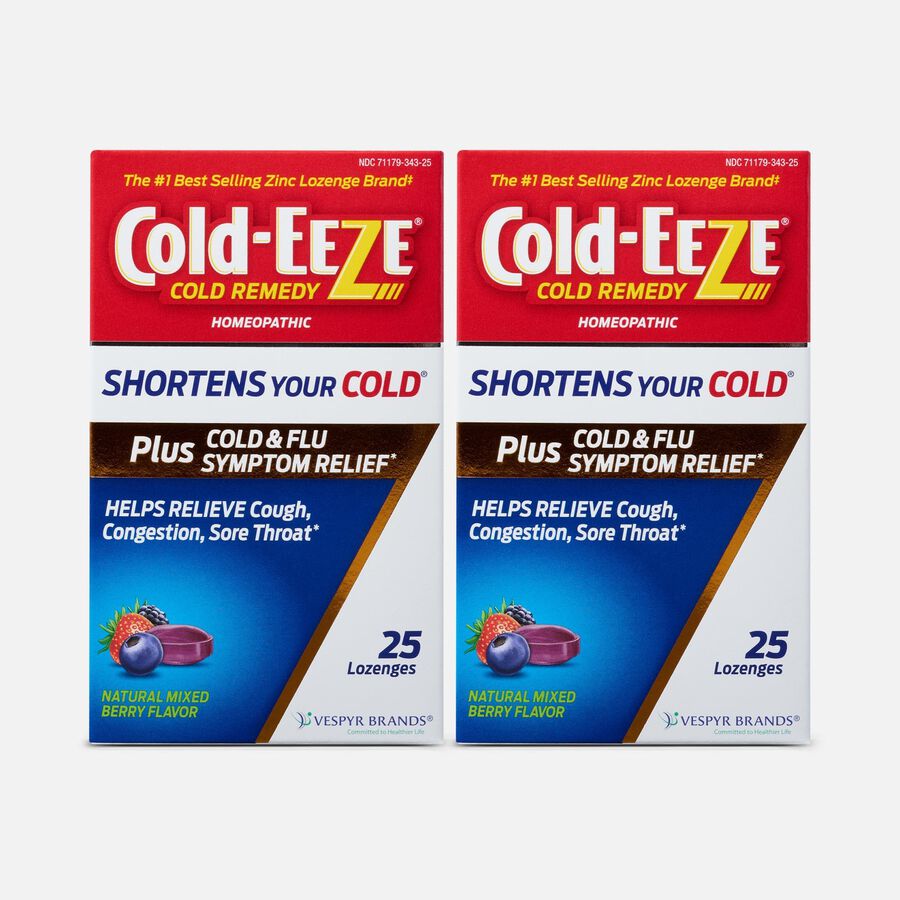 Cold-EEZE Plus Cold and Flu Symptom Relief, Natural Mixed Berry Lozenges, 25 ct. (2-Pack), , large image number 0