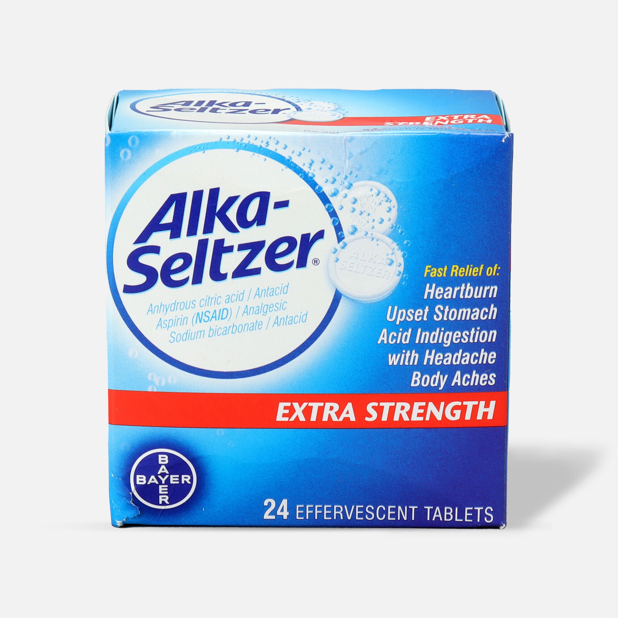 Alka-Seltzer Effervescent Tablets, Extra Strength, 24ct