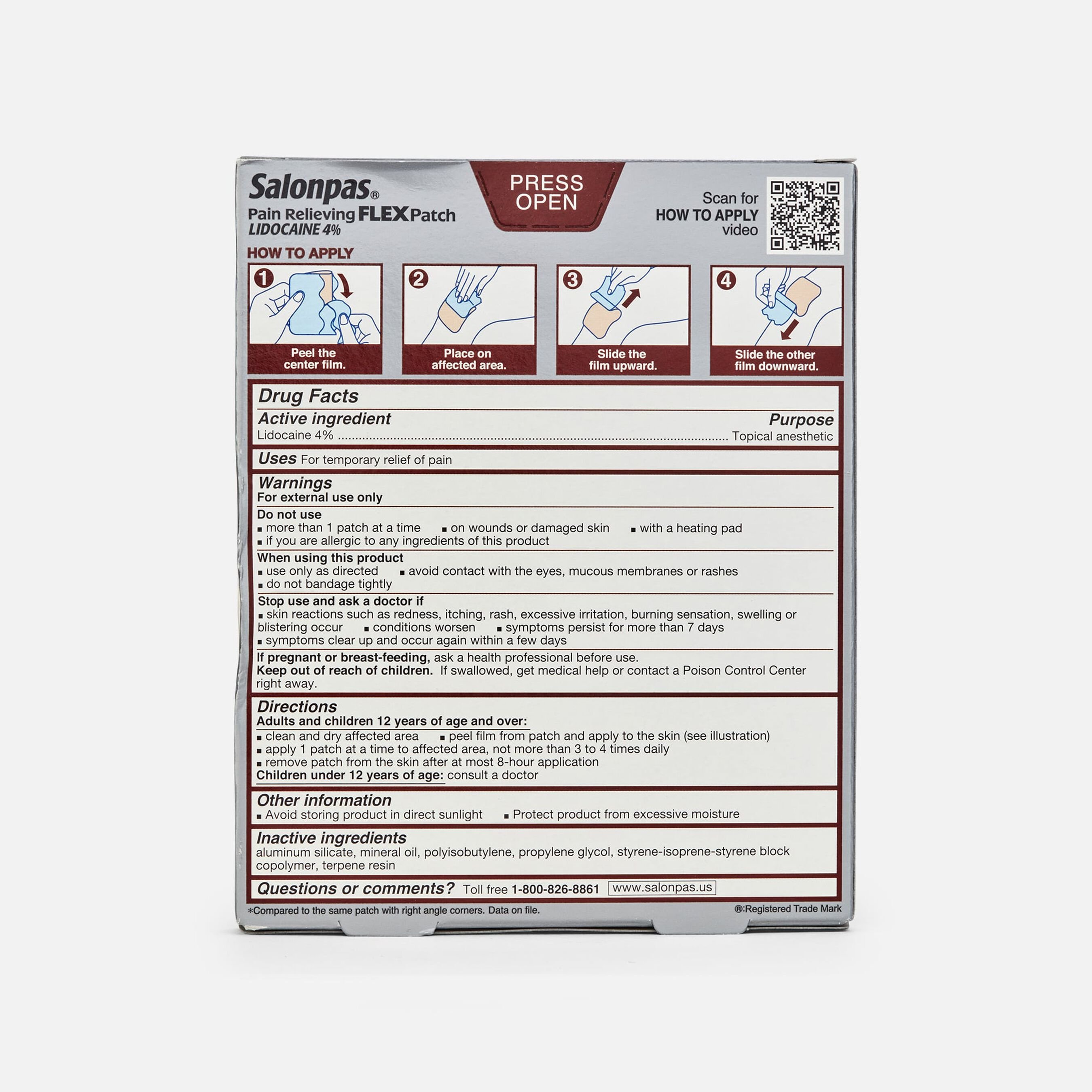 HSA Eligible Salonpas Pain Relieving Flex Patch Lidocaine 4, 7 ct
