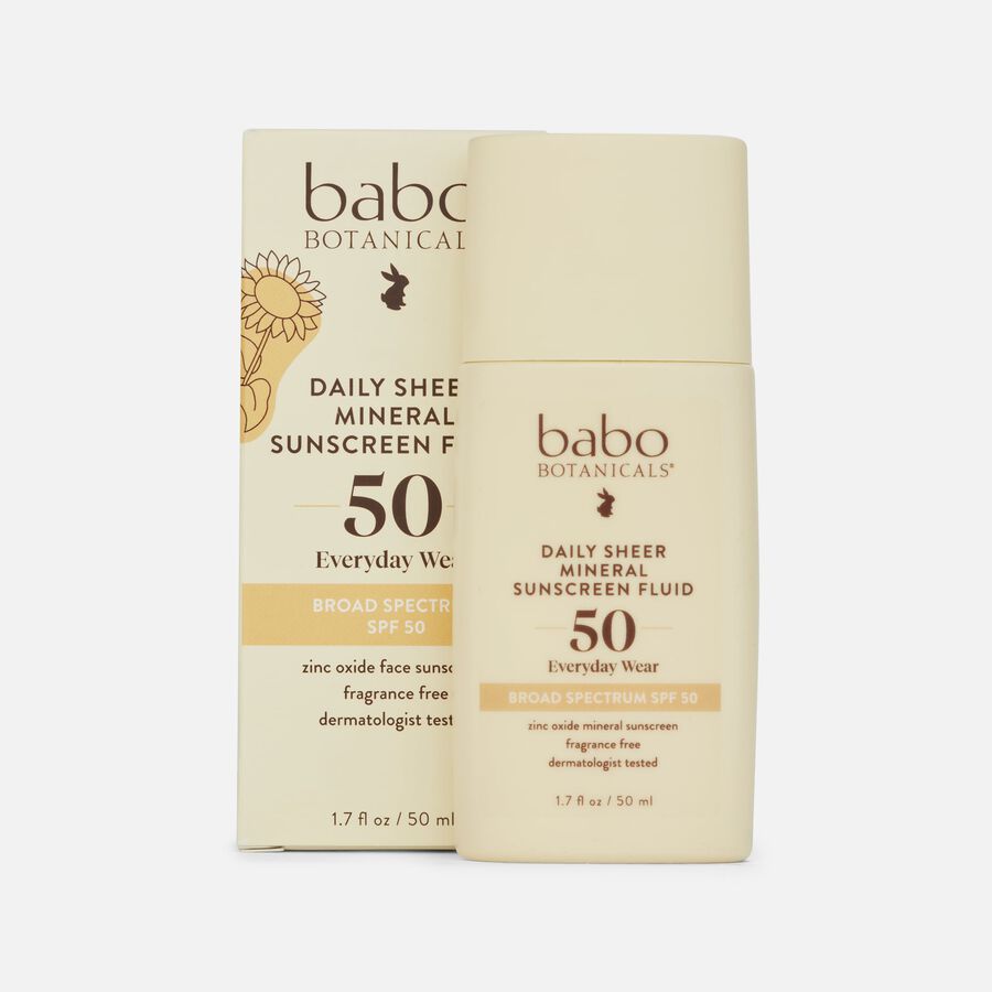 Babo Botanicals Daily Sheer Mineral Sunscreen Fluid, SPF 50, 1.7 fl oz., , large image number 0