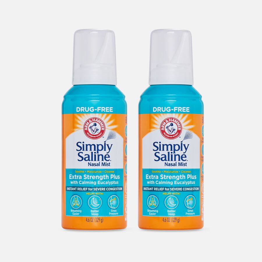 Simply Saline Adult Nasal Mist Extra Strength Plus with Calming Eucalyptus, 4.6 oz. (2-Pack), , large image number 0