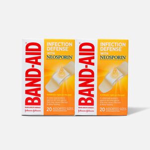 Band-Aid Bandages with Neosporin Antibiotic Ointment, Assorted Sizes, 20 ct. (2-Pack)