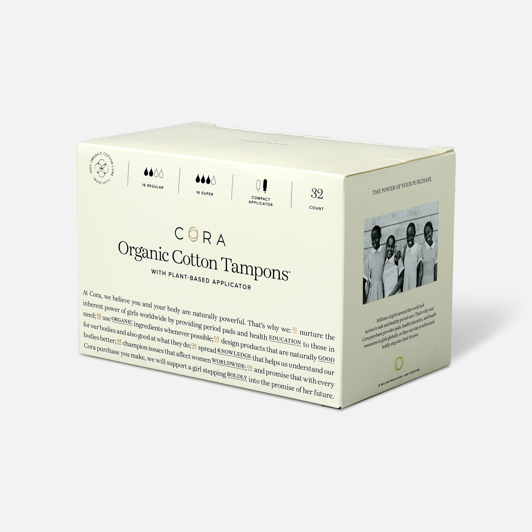 Cora Organic Cotton Applicator Tampons, 16 ct