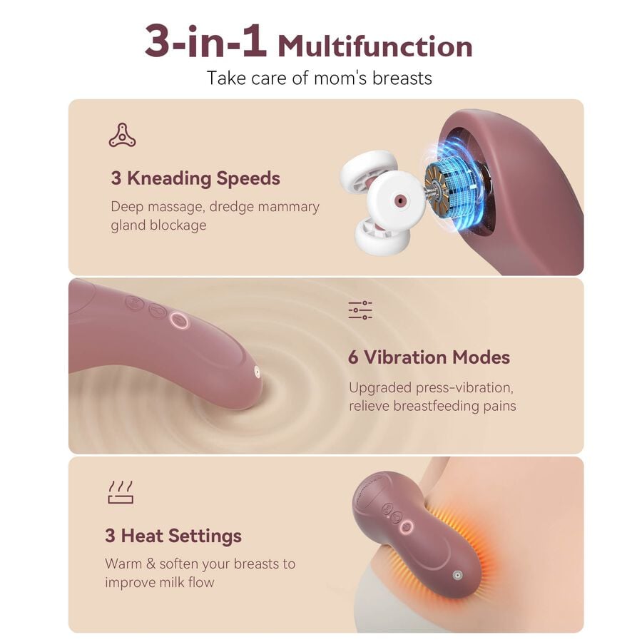 Momcozy 3-in-1 Kneading Lactation Massager, , large image number 1