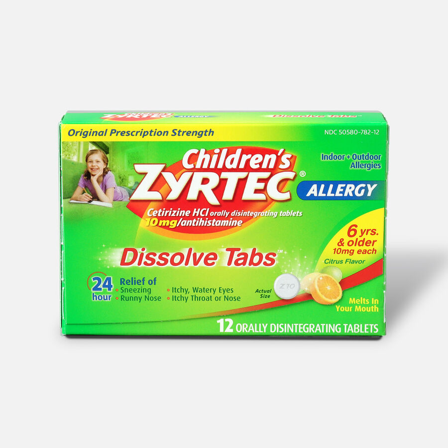 Children's Zyrtec Allergy Dissolve Tablets, Citrus Flavored, 12 Count