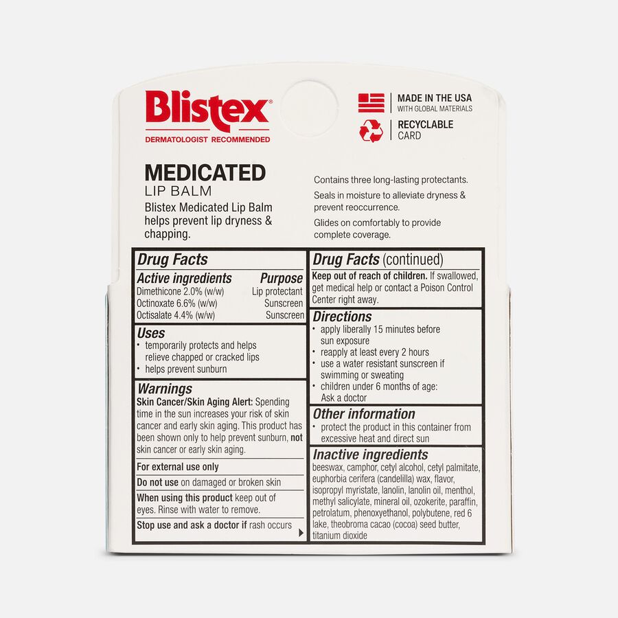Blistex Medicated Lip Balm - 3 Pack, , large image number 1