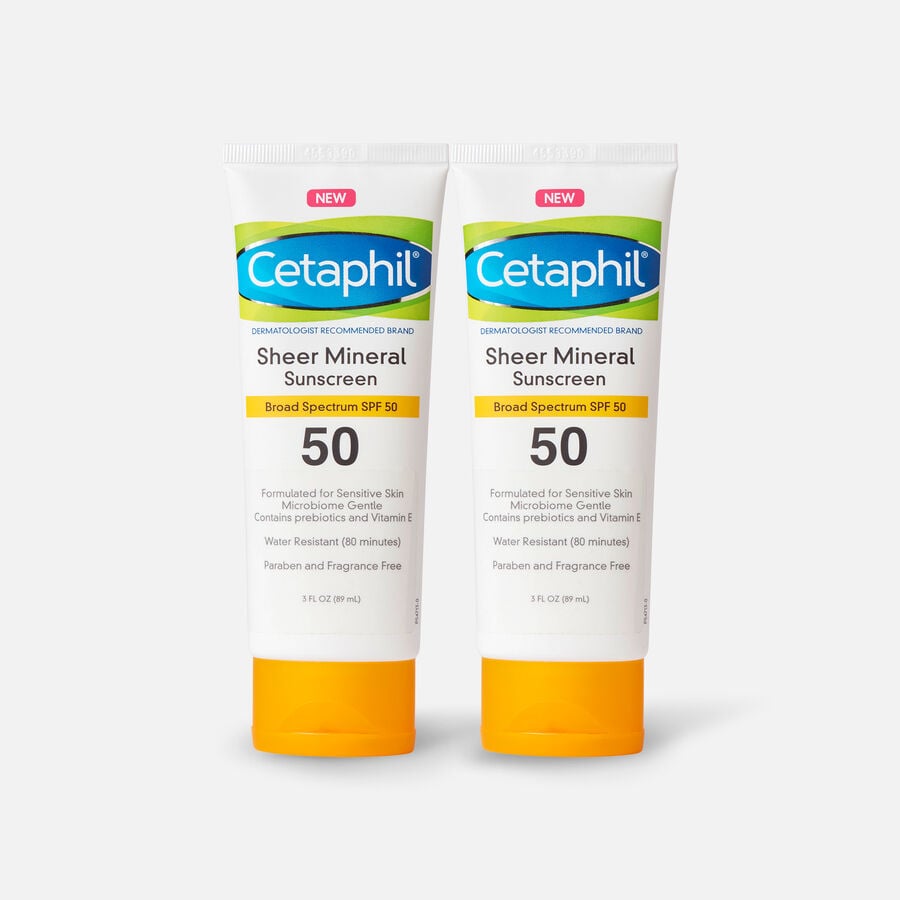 Cetaphil Sun Sheer Mineral Sunscreen Lotion for Face and Body, SPF 50, 3 oz. (2-Pack), , large image number 0