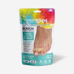 ZenToes Double Loop Toe Separator for Bunion Pain Relief - 4-Pack