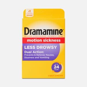 Dramamine&reg; Less Drowsy Motion Sickness Tablets, Orange, 4 ct.