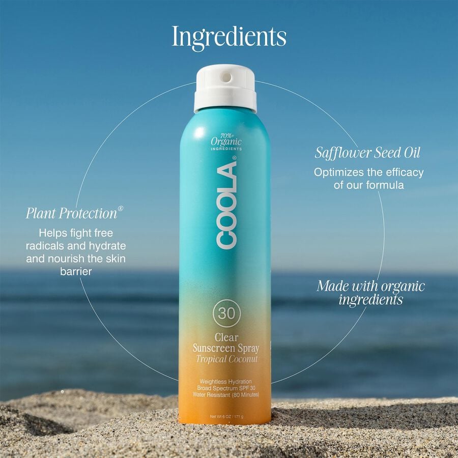 COOLA Classic Body Organic Sunscreen Spray SPF 30 Tropical Coconut, 6 oz., , large image number 1