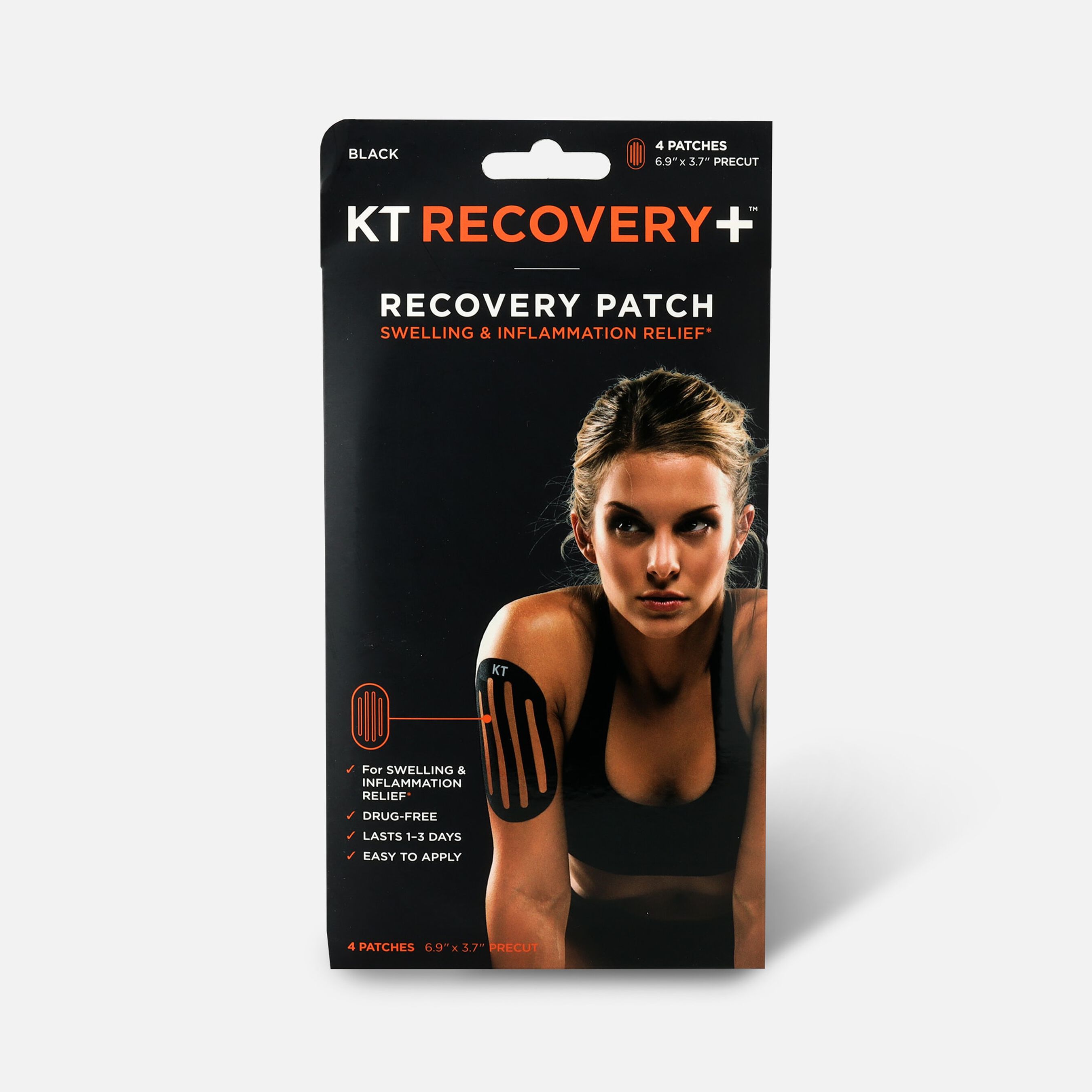 KT Tape Recovery+ Patch 4 ct Black