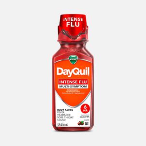 Vicks&reg; DayQuil&trade; Intense Flu Liquid, Daytime Flu Medicine, Cherry, 12 fl oz.