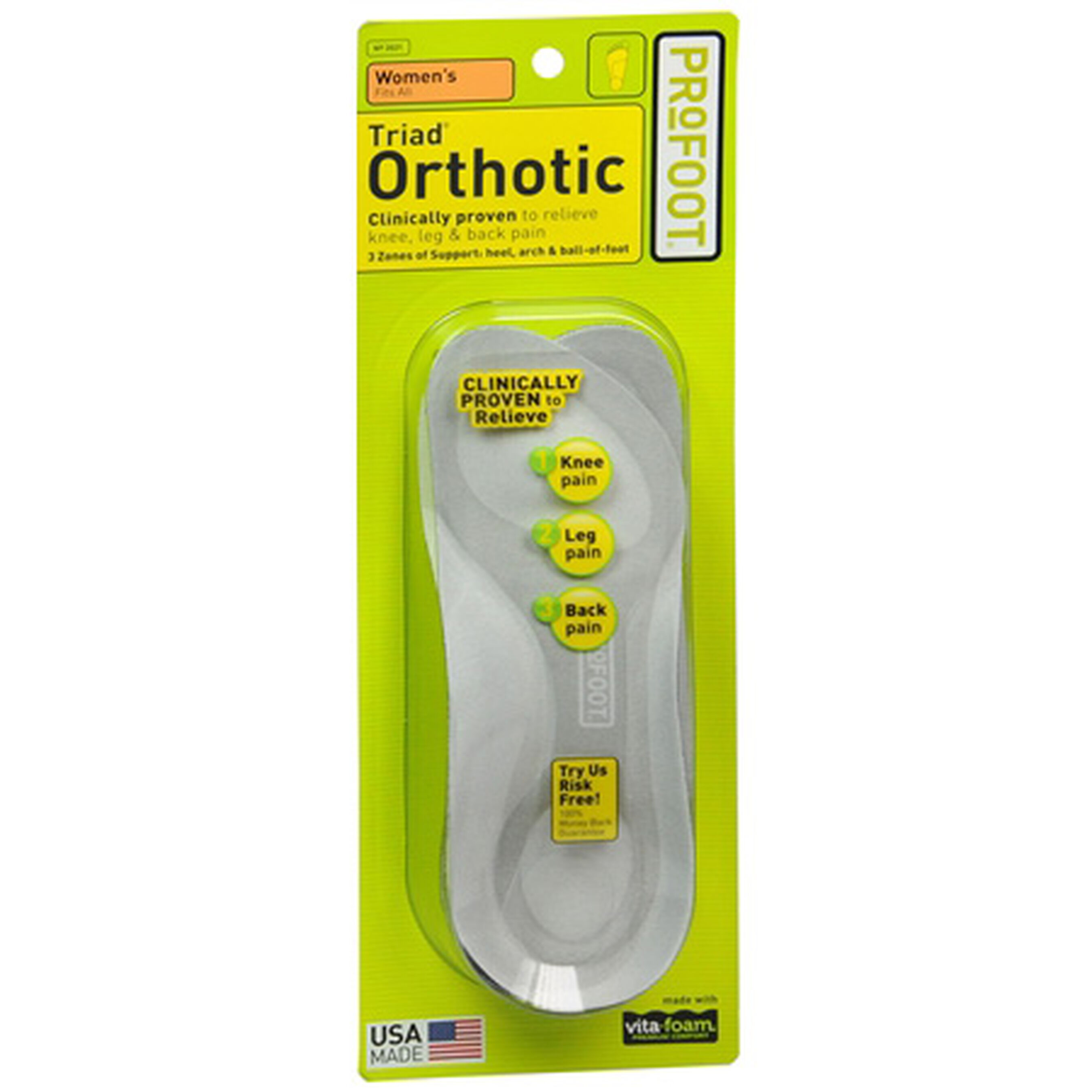 Profoot Triad Orthotic Insoles for Women, 1 pair