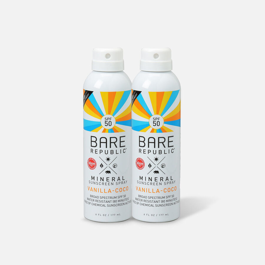 Bare Republic Mineral SPF 50 Sunscreen Spray, Vanilla-Coco, 6 fl oz. (2-Pack), , large image number 0