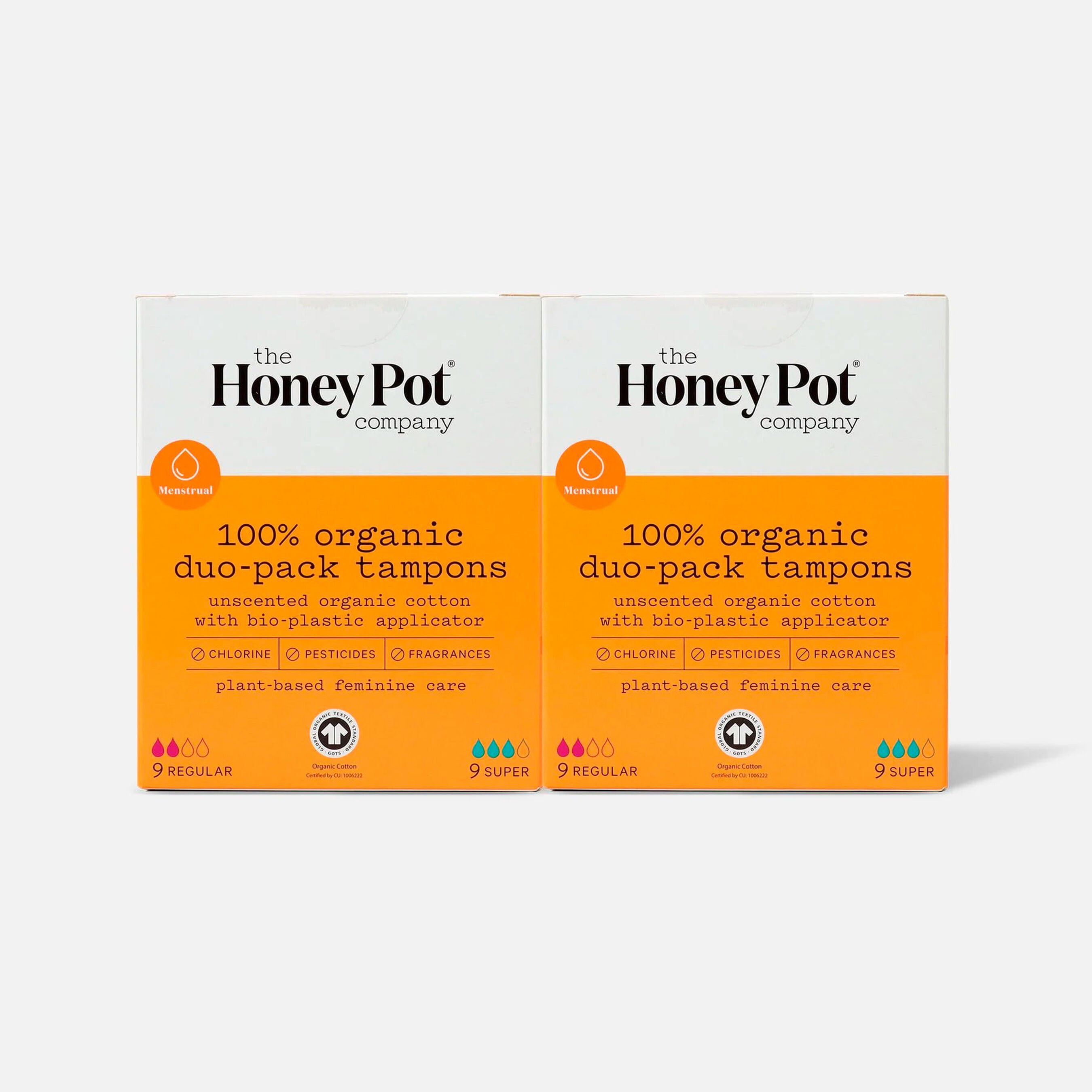 HSA Eligible The Honey Pot Organic DuoPack Tampons (Reg+Super), 18 ct