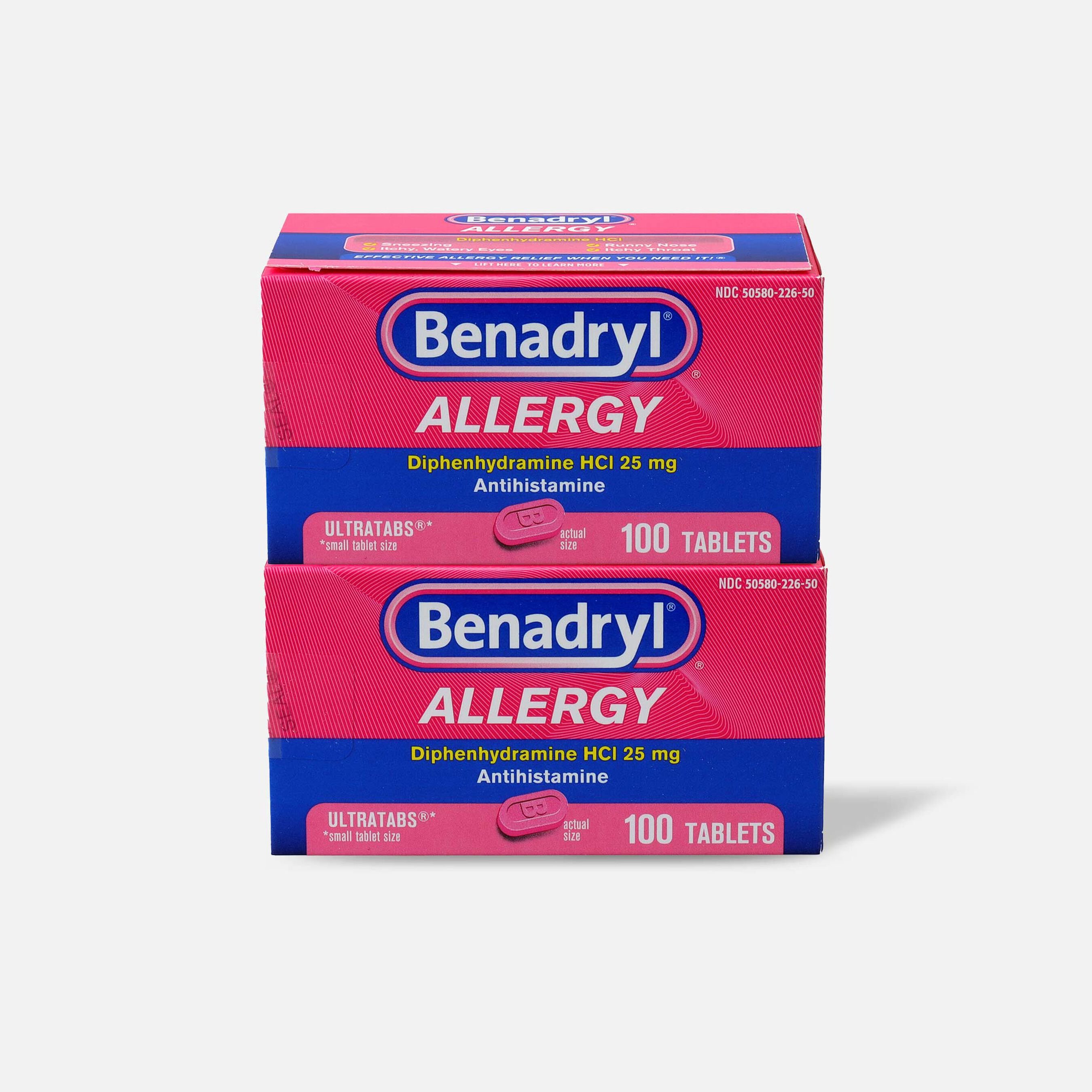 HSA Eligible Benadryl Ultra Allergy Relief Tablets, 100 ct. (2Pack