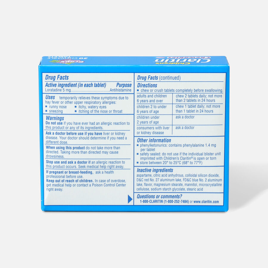 Children's Claritin Chewables, Grape Flavor, 20 ea