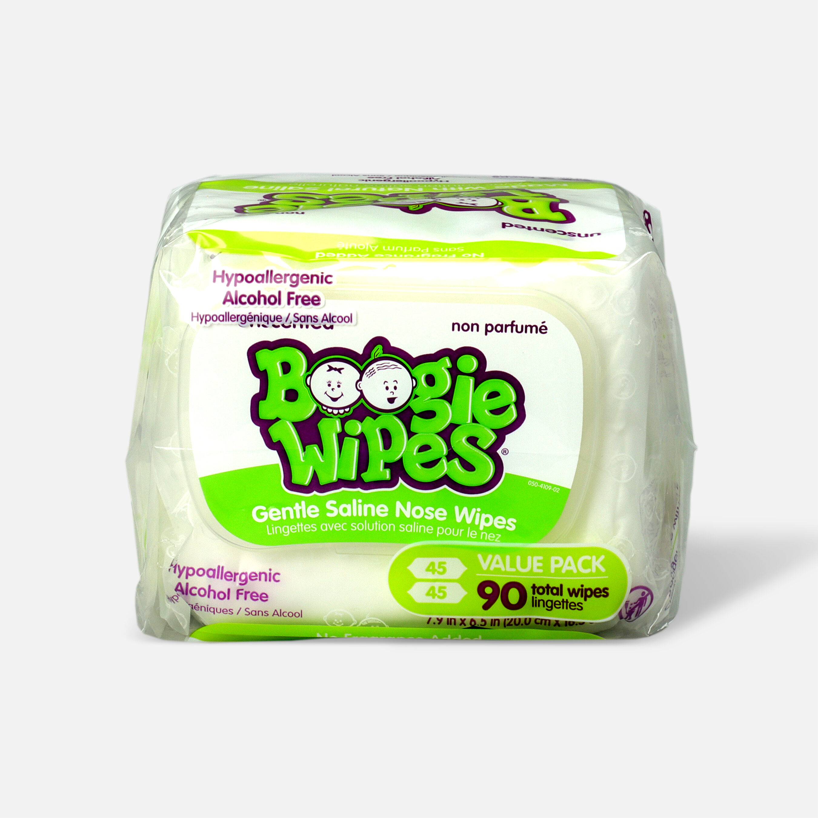 Boogie Wipes Saline Nose Wipes, Unscented, 45 ea