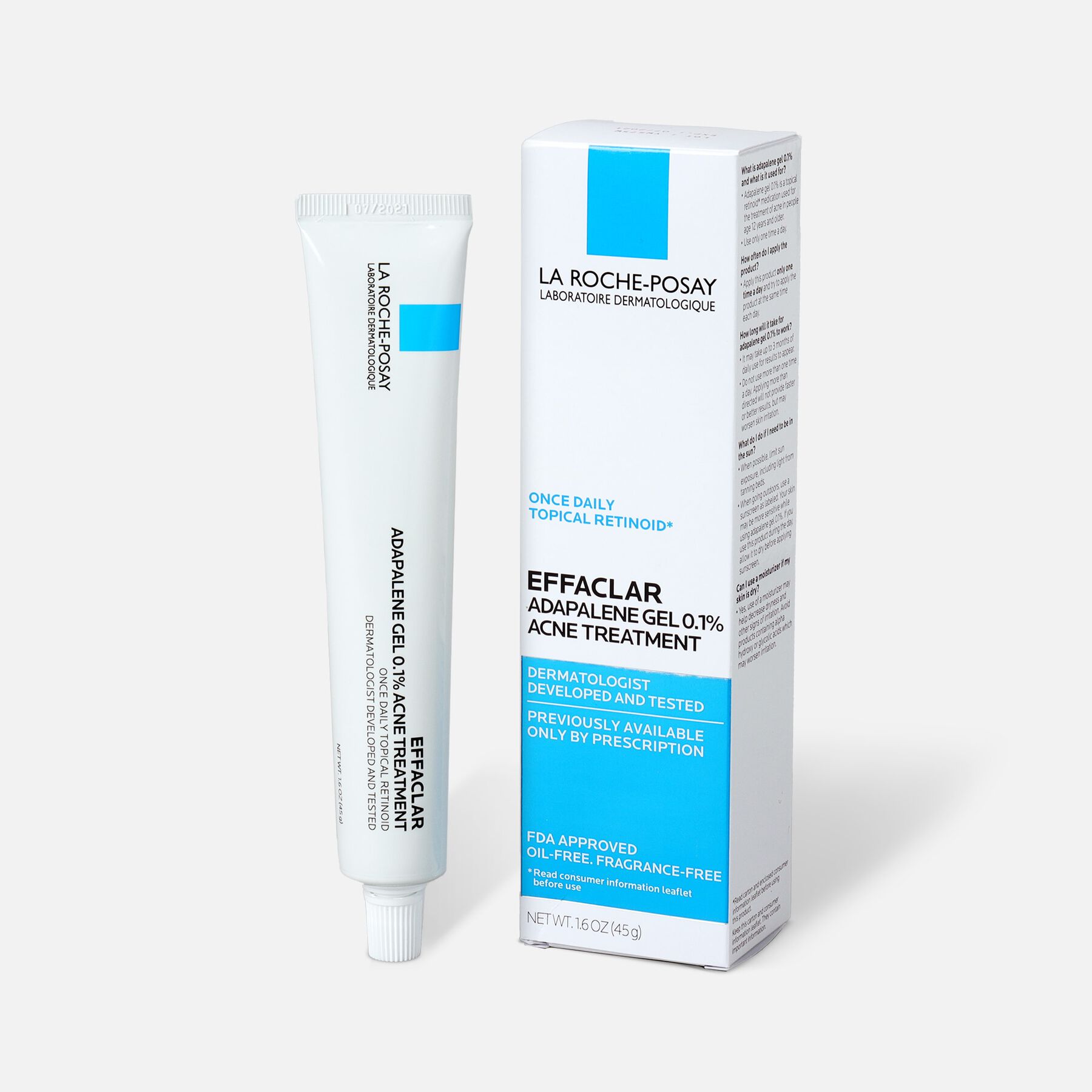 La Roche-Posay Effaclar Adapalene Gel 0.1%, Retinoid Acne Treatment, 1.6oz