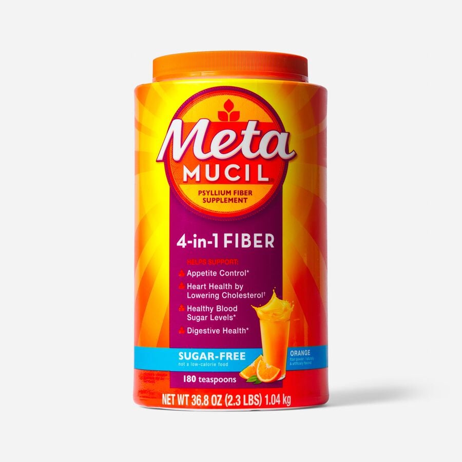Metamucil Psyllium Fiber Supplement Powder, Sugar Free, Orange Smooth, 36.8 oz., , large image number 0