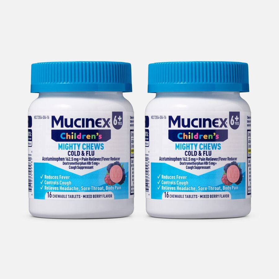 Mucinex Children's Mighty Chews Daytime Cold & Flu, Mixed Berry, 16 ct. (2-Pack), , large image number 0