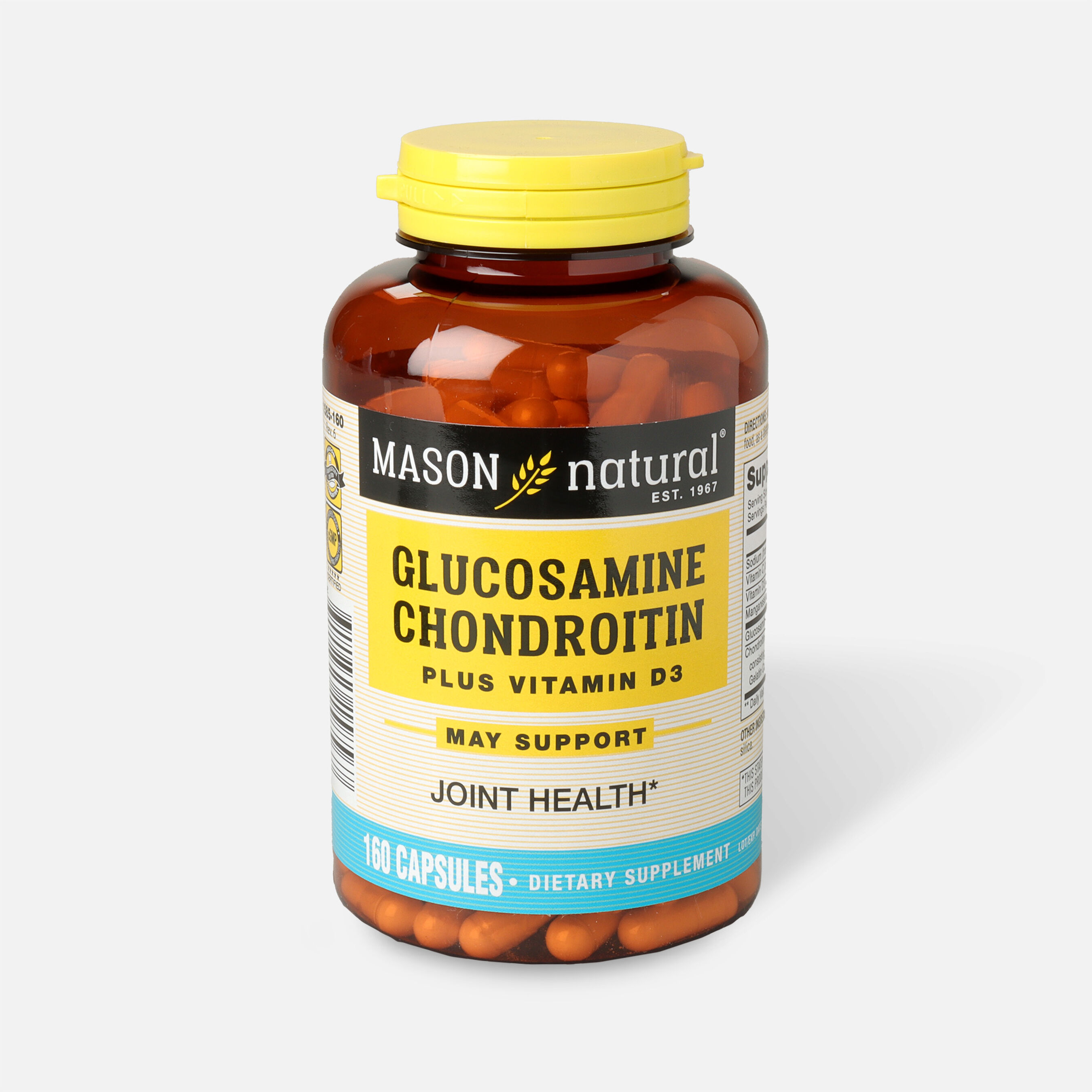 Mason Natural Glucosamine Chondroitin Plus Vitamin D3 2000IU, Capsules, 160 ea