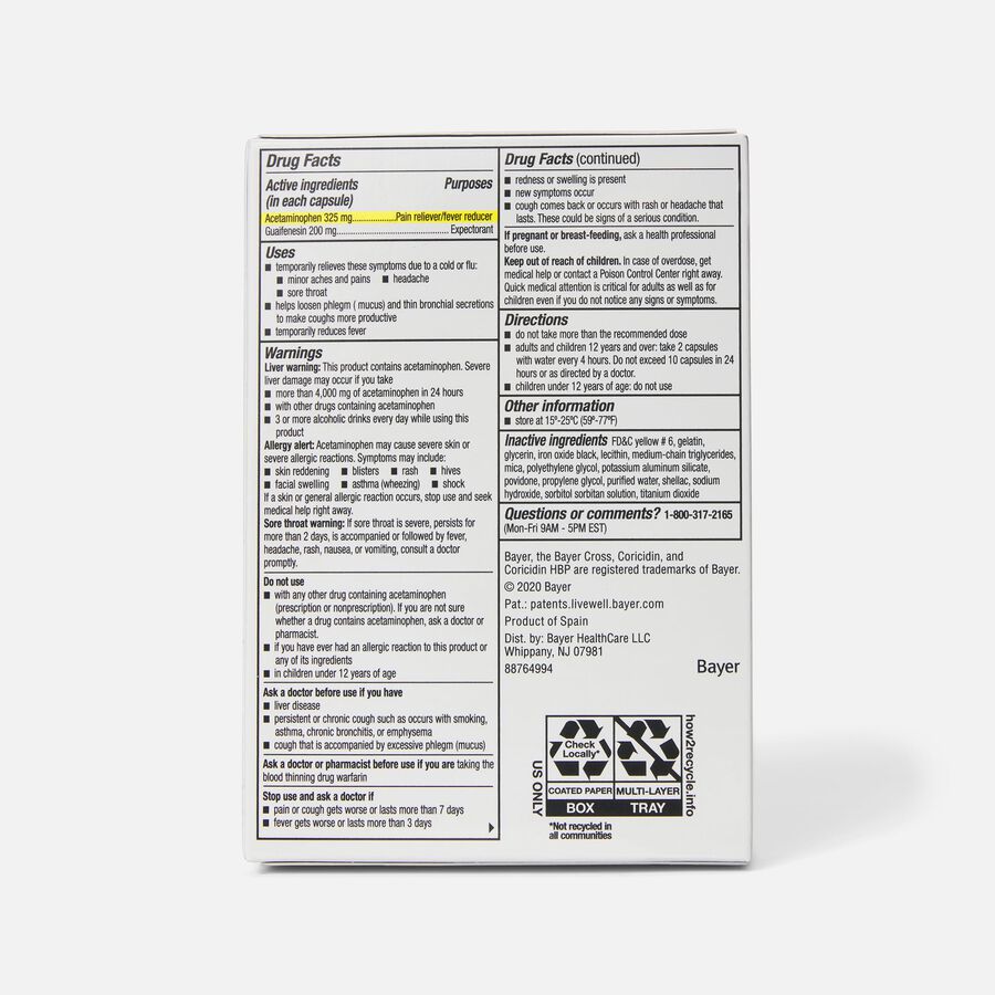 Coricidin HBP Maximum Strength Cold, Cough & Flu Medicine, Liquid Gels, , large image number 1