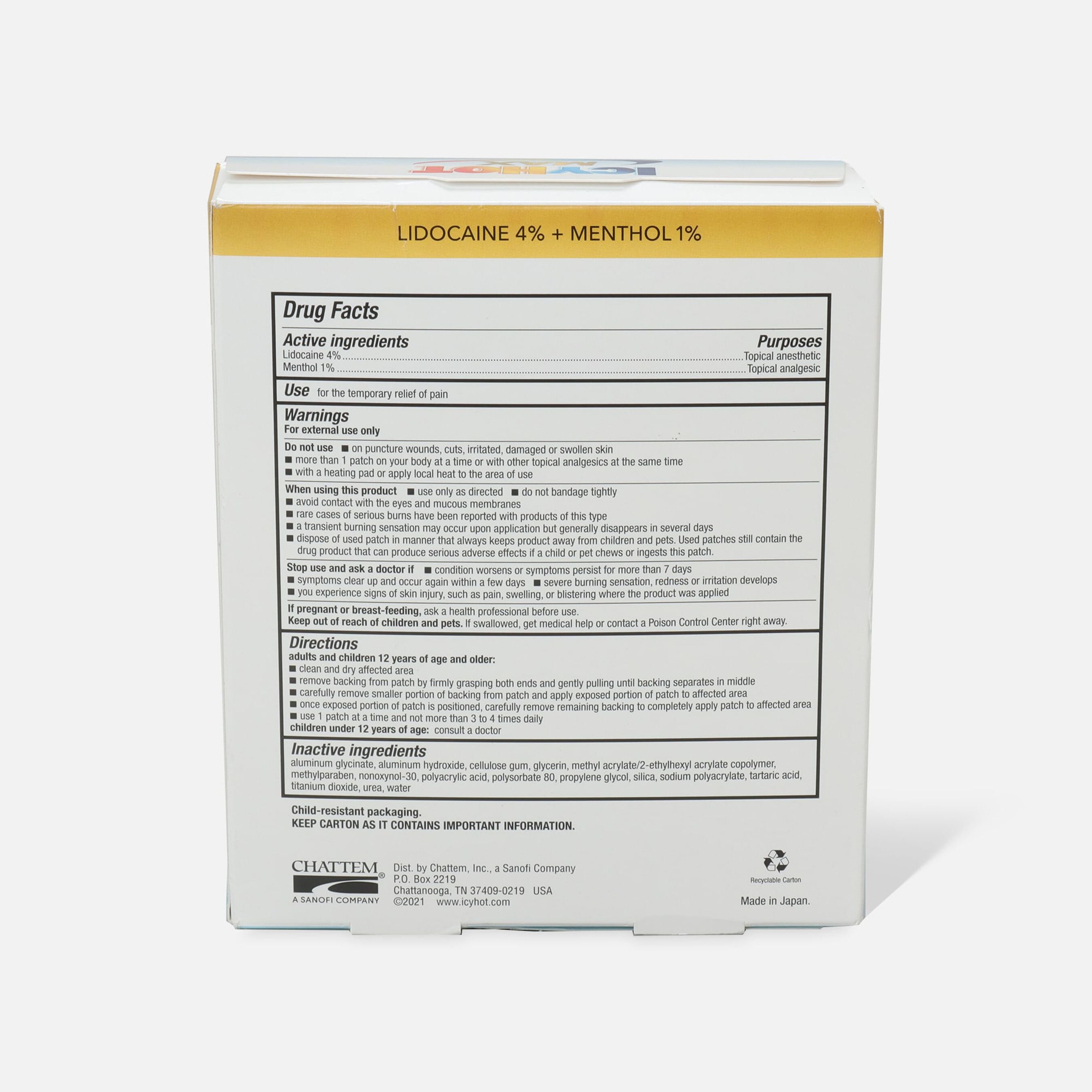 HSA Eligible Icy Hot Patch with Lidocaine, 5 ct. HSA Eligible