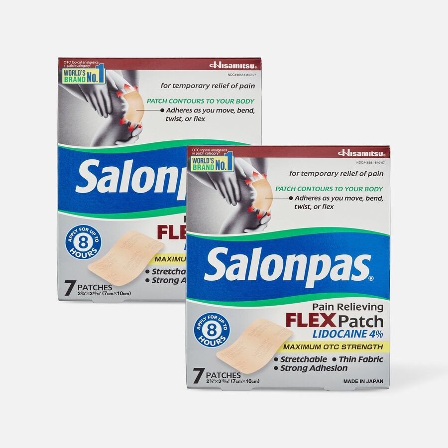 Salonpas Pain Relieving Flex Patch Lidocaine 4%, 7 ct. (2-Pack), , large image number 0