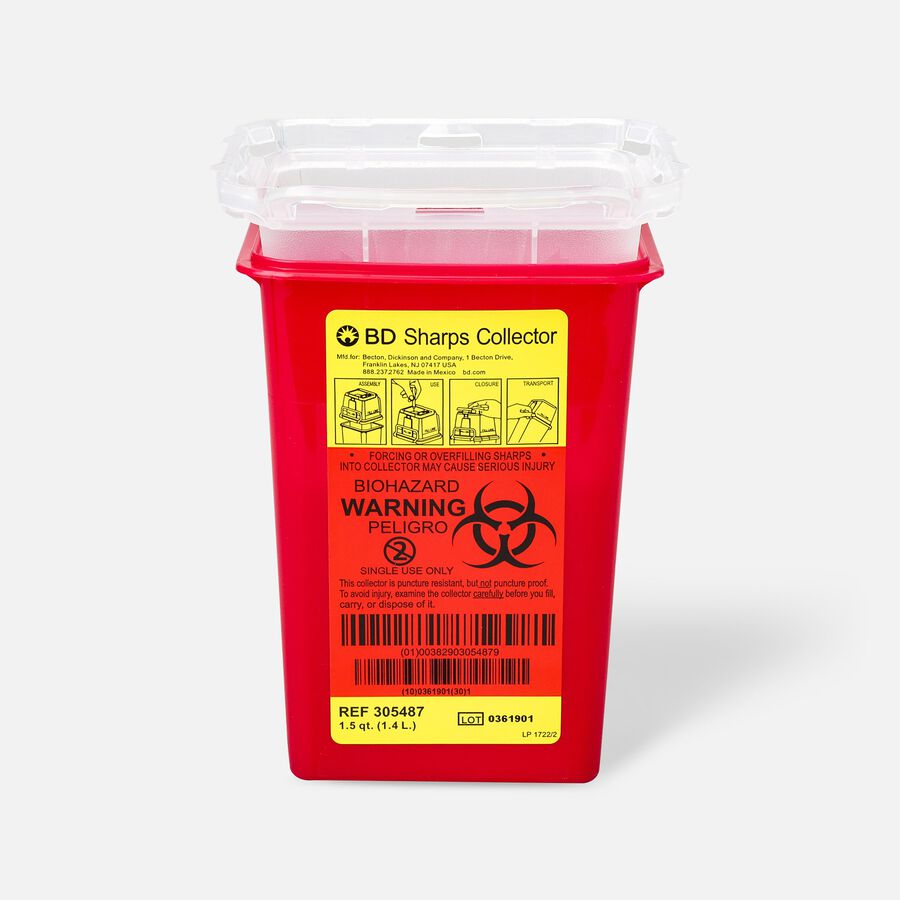 1.5 qt Nestable Sharps Container, 9" x 4.5" x 4", , large image number 0