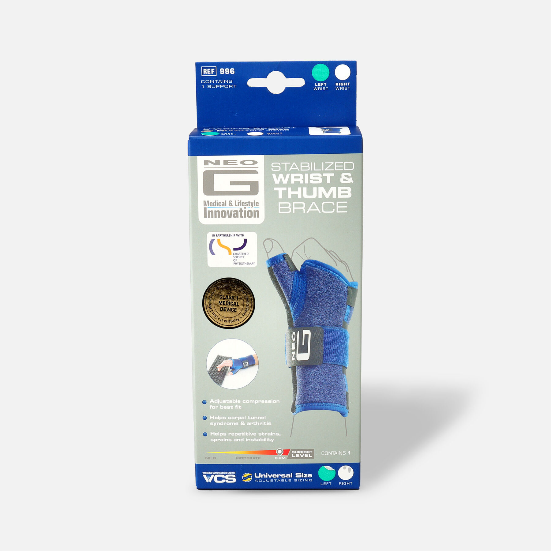 HSA Eligible Neo G Stabilized Wrist & Thumb Brace, One Size, Left HSA