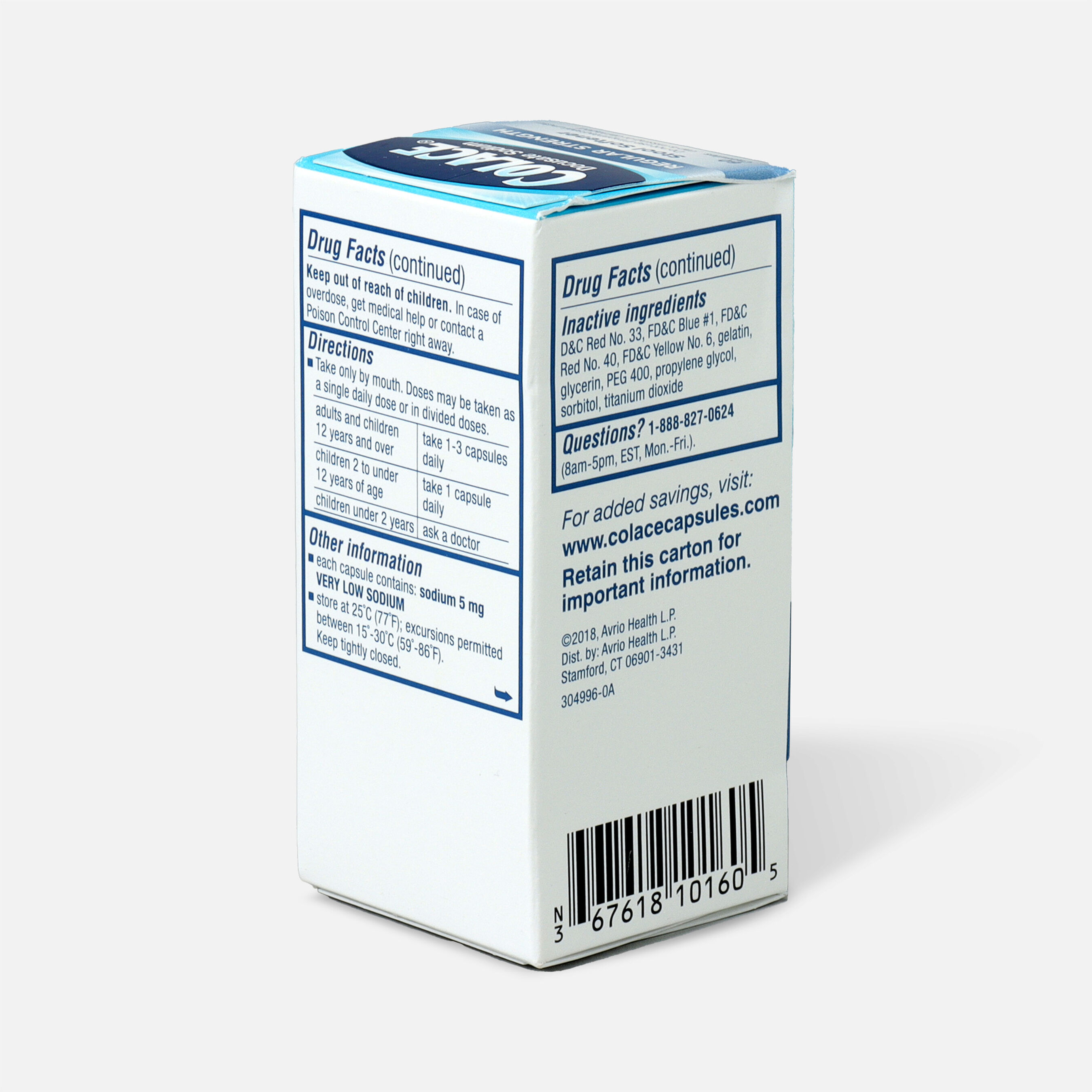 Colace Stool Softener Laxative 100 mg, Capsules, 60 ea