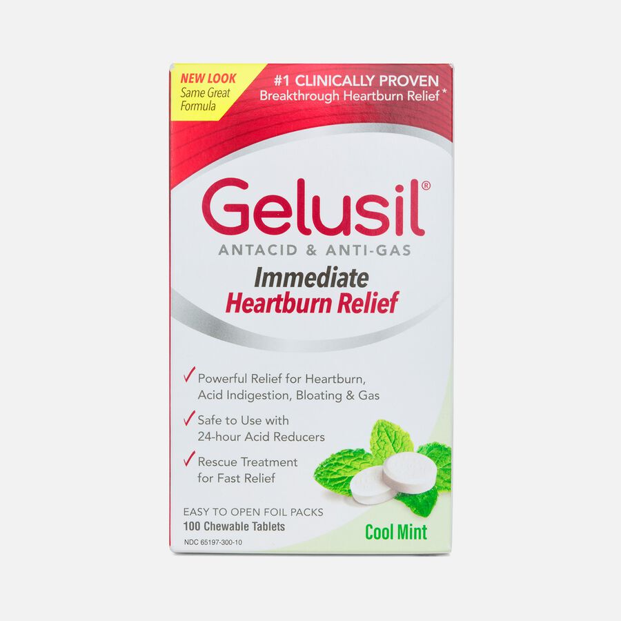 Gelusil Chewable Antacid & Anti-Gas Tablets, Cool Mint, 100 ct., , large image number 0