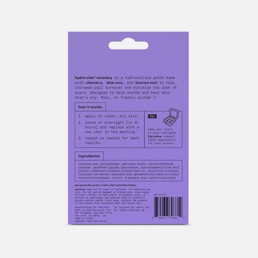 Starface Hydro-Star Recovery Purple Pimple Patches, 32 ct., , large image number 1