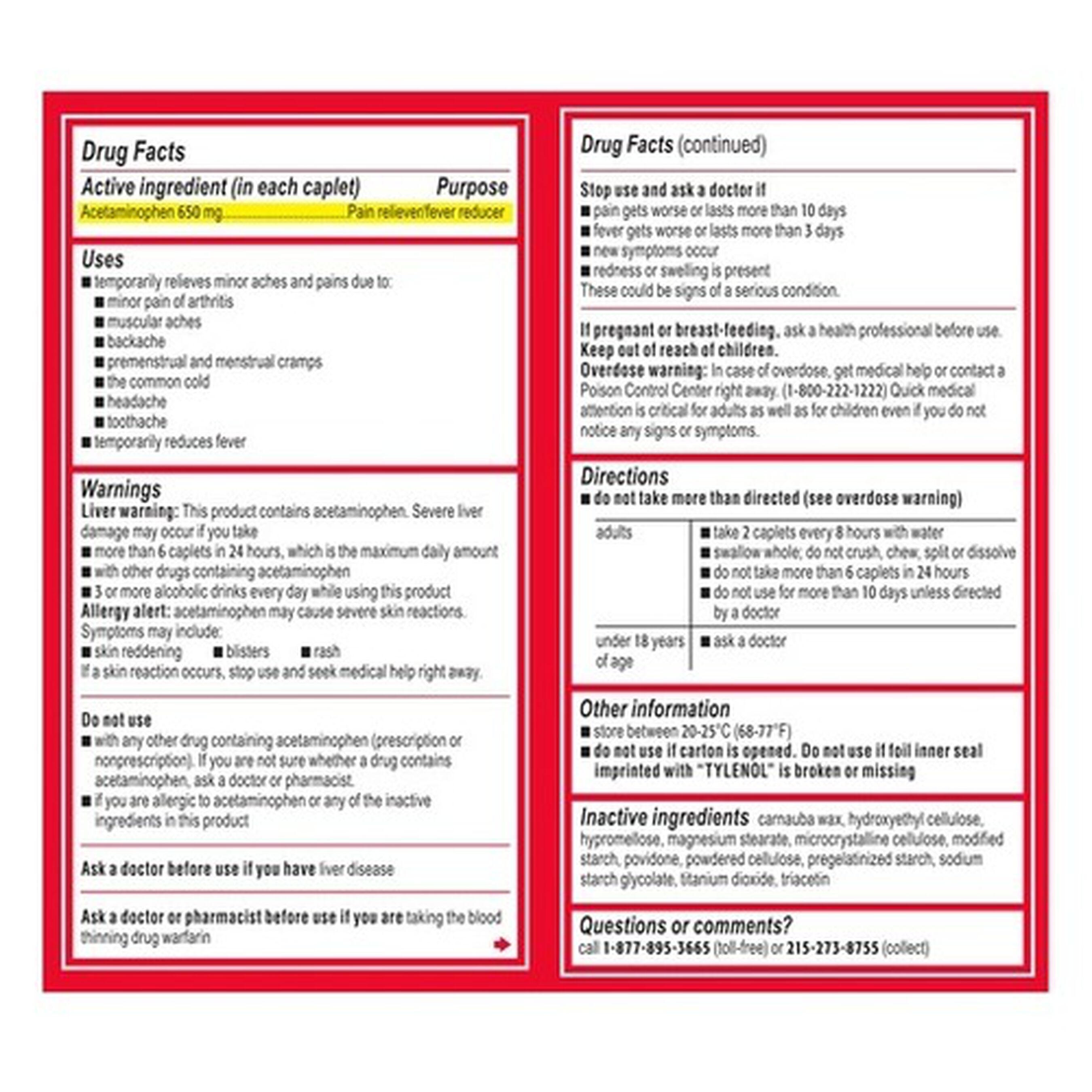 Tylenol 8HR Arthritis Pain Caplet, 225 ct