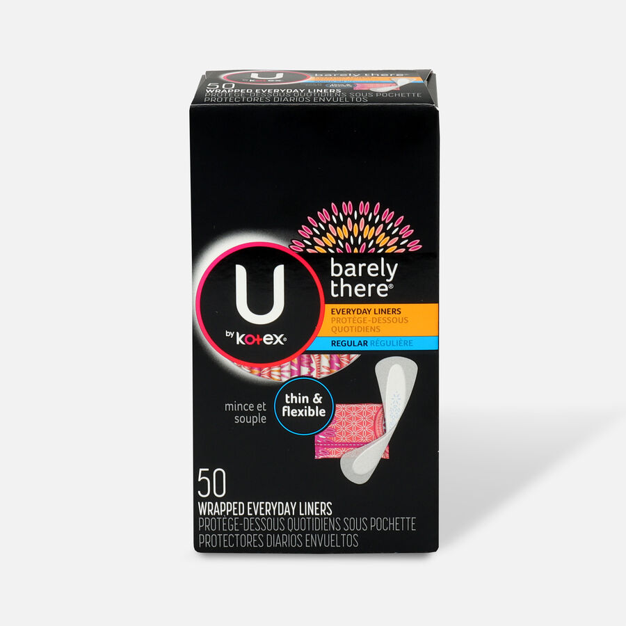 U by Kotex Barely There Liners, Light Absorbency, Regular, Fragrance-Free, 50 ct., , large image number 0