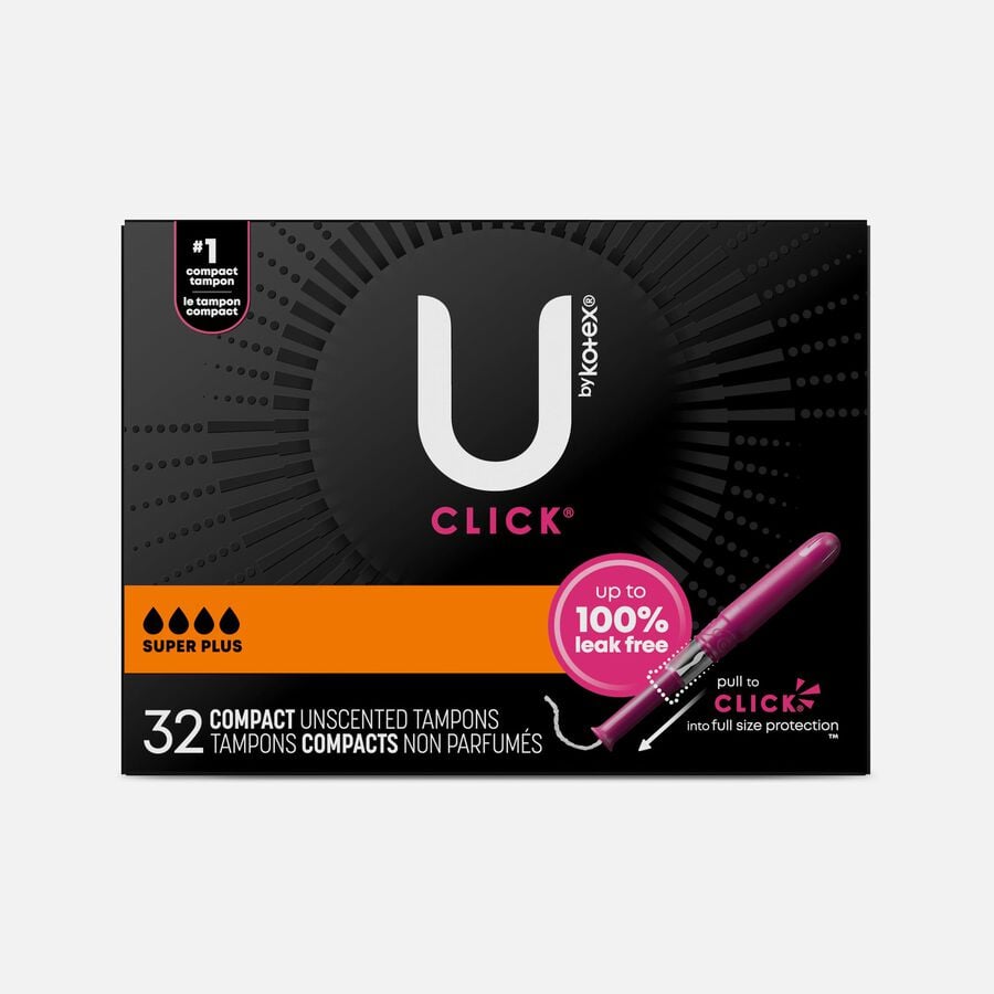 U by Kotex Click Compact Tampons, Super Plus Absorbency, 32 ct., , large image number 0